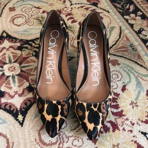 Leopard calf hair heels